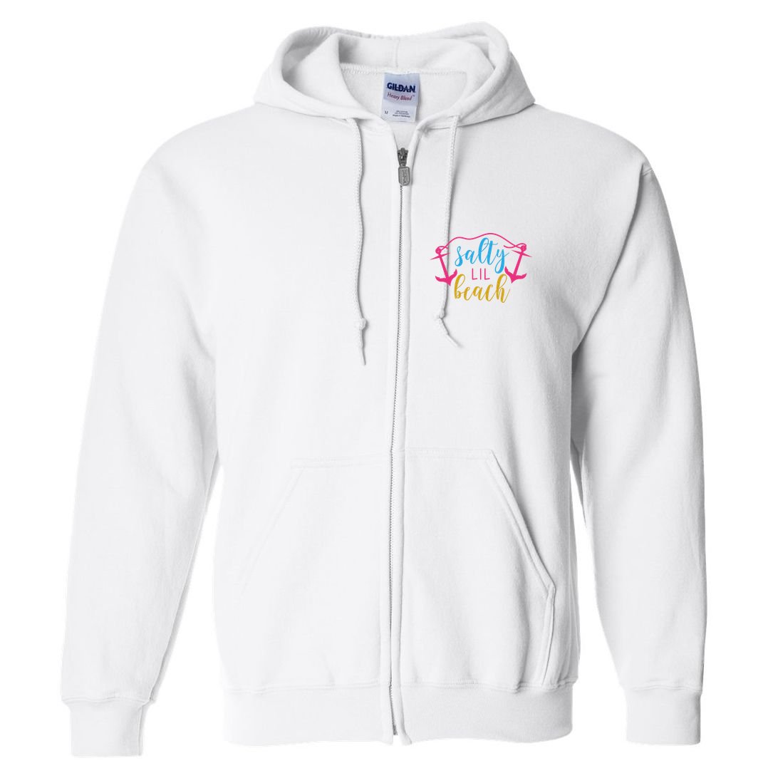 Salty Lil Beach Funny Vacation Full Zip Hoodie