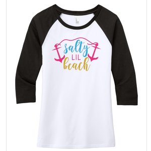 Salty Lil Beach Funny Vacation Women's Tri-Blend 3/4-Sleeve Raglan Shirt