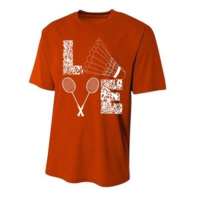 Shuttlecock Love Badminton Racquet Smashs Gift Performance Sprint T-Shirt