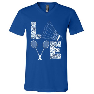 Shuttlecock Love Badminton Racquet Smashs Gift V-Neck T-Shirt