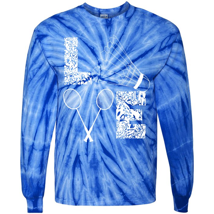 Shuttlecock Love Badminton Racquet Smashs Gift Tie-Dye Long Sleeve Shirt