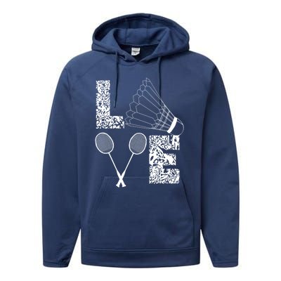 Shuttlecock Love Badminton Racquet Smashs Gift Performance Fleece Hoodie