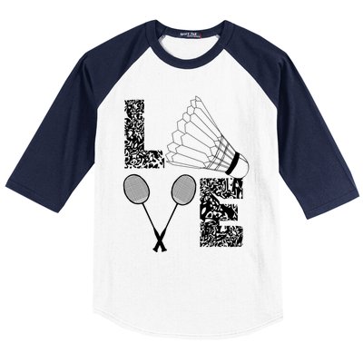 Shuttlecock Love Badminton Racquet Smashs Gift Baseball Sleeve Shirt