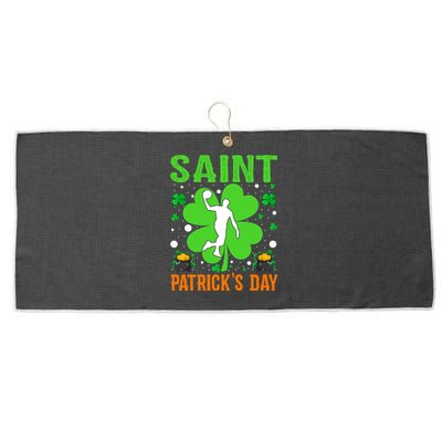 Shamrock Lucky Basketball Player St Patrick's Day Gift Large Microfiber Waffle Golf Towel