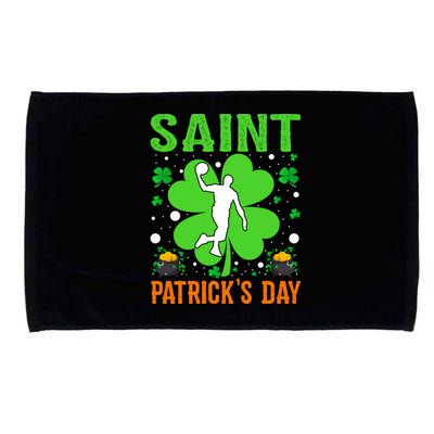 Shamrock Lucky Basketball Player St Patrick's Day Gift Microfiber Hand Towel