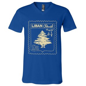 Support Lebanon Beirut Map Lebanese Flag V-Neck T-Shirt