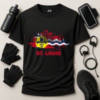St. Louis City Flag Downtown Skyline St. Louis Skyline Cooling Performance Crew T-Shirt