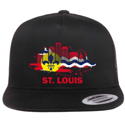 St. Louis City Flag Downtown Skyline St. Louis Skyline Flatbill Hat