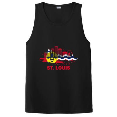 St. Louis City Flag Downtown Skyline St. Louis Skyline PosiCharge Competitor Tank