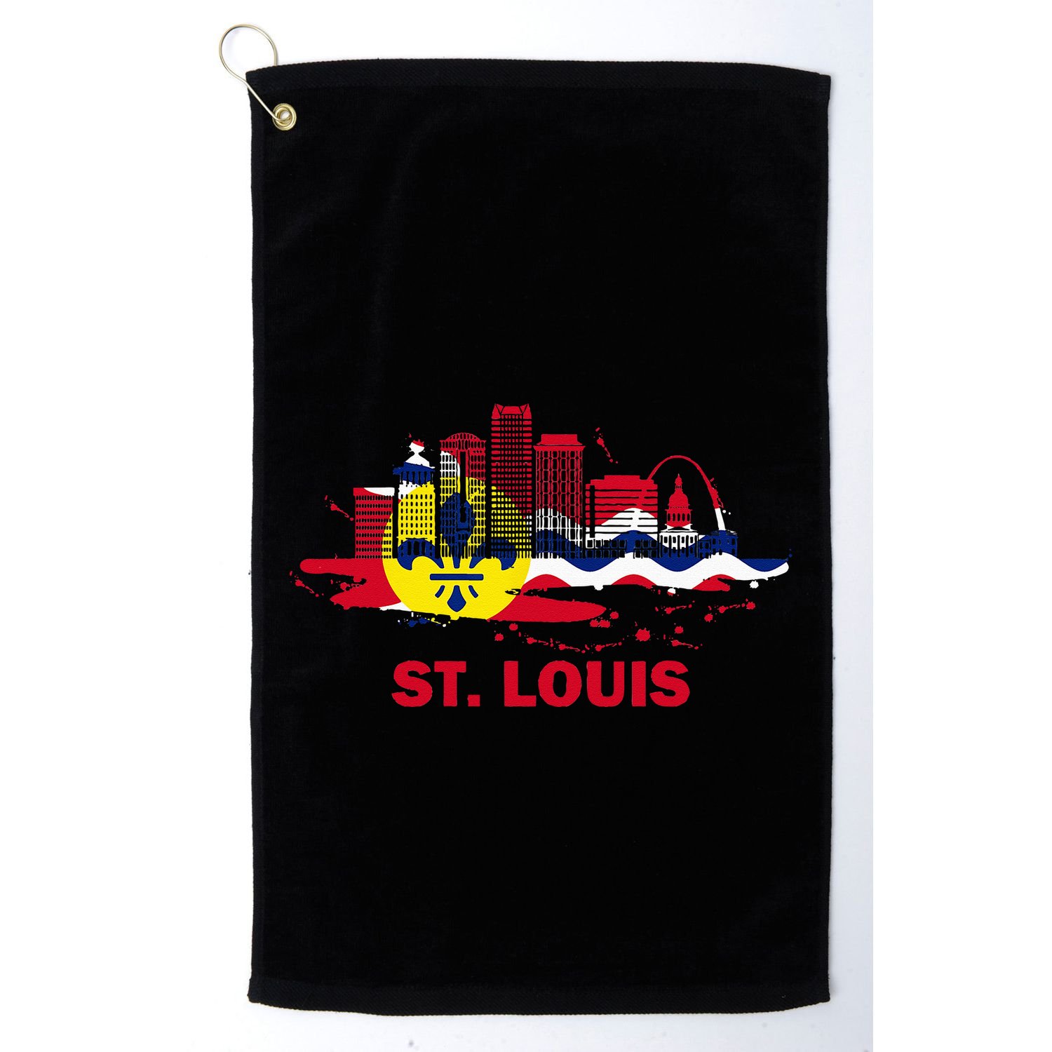 St. Louis City Flag Downtown Skyline St. Louis Skyline Golf Towel