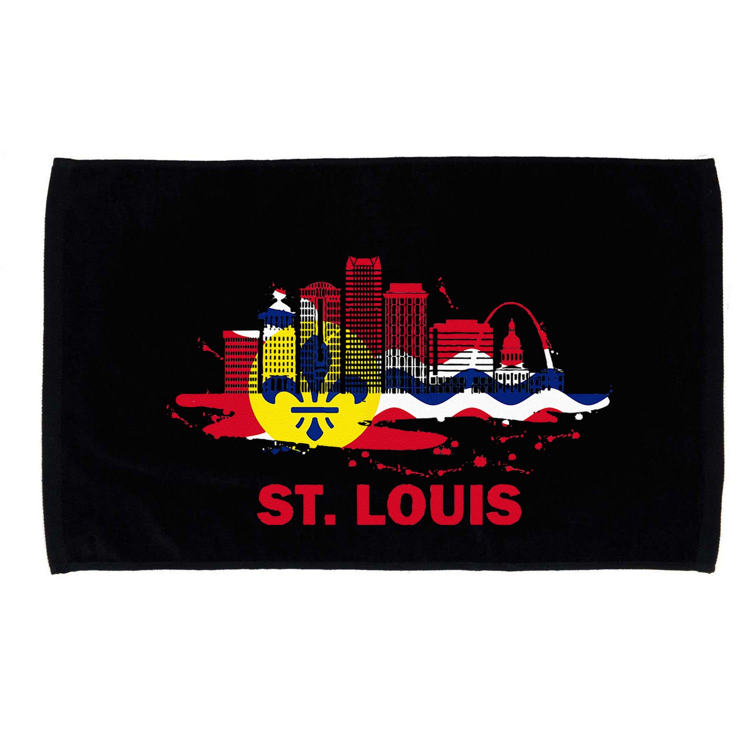 St. Louis City Flag Downtown Skyline St. Louis Skyline Microfiber Hand Towel