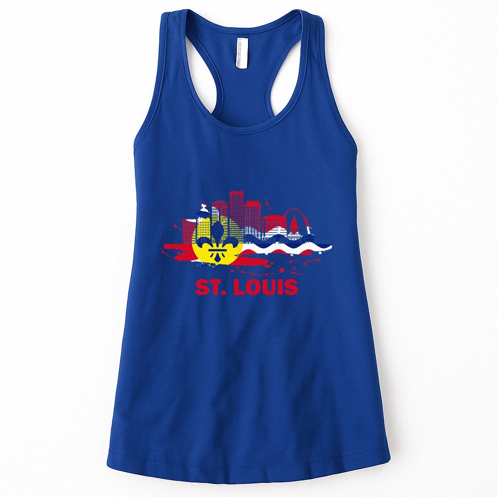 St. Louis City Flag Downtown Skyline St. Louis Skyline Womens Tank Top