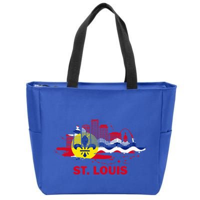 St. Louis City Flag Downtown Skyline St. Louis Skyline Zip Tote Bag