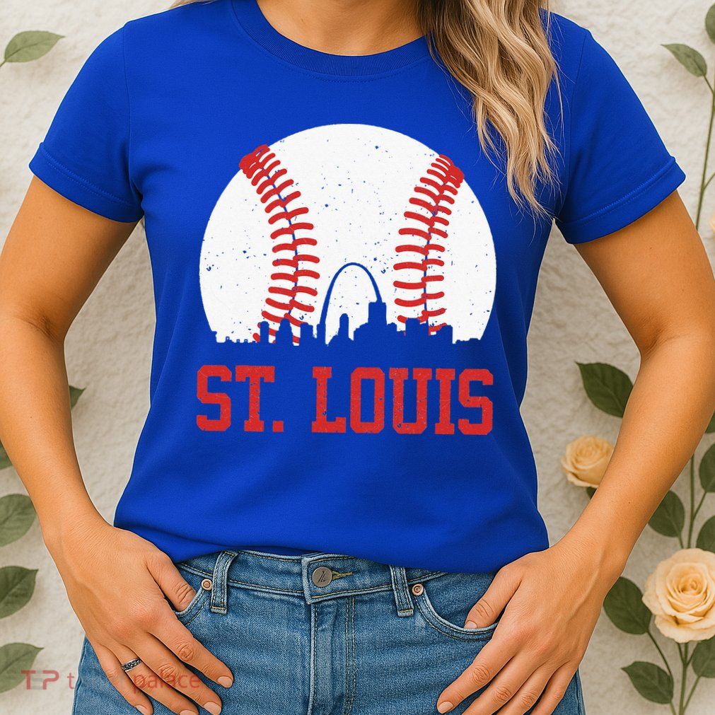 St. Louis Cityscape Vintage Baseball City Womens T-Shirt