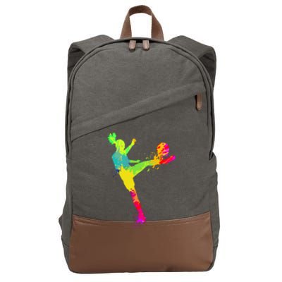 Sport Lover Cool Soccer For Women Girls Soccer Player Gift Cotton Canvas Backpack