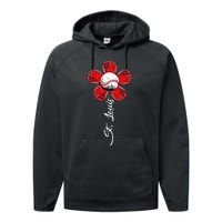 St. Louis Colorful Baseball Flower Souvenir I Love St. Louis Performance Fleece Hoodie