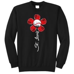 St. Louis Colorful Baseball Flower Souvenir I Love St. Louis Sweatshirt