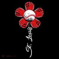St. Louis Colorful Baseball Flower Souvenir I Love St. Louis T-Shirt