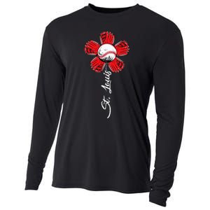 St. Louis Colorful Baseball Flower Souvenir I Love St. Louis Cooling Performance Long Sleeve Crew