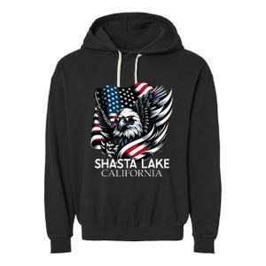 Shasta Lake California 4th Of July Usa Garment-Dyed Fleece Hoodie