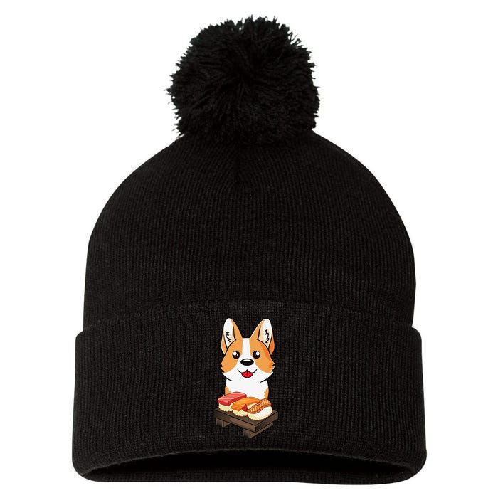 Sushi Life Corgi Dog Lover Kawaii Japanese Anime Gift  Pom Pom 12in Knit Beanie