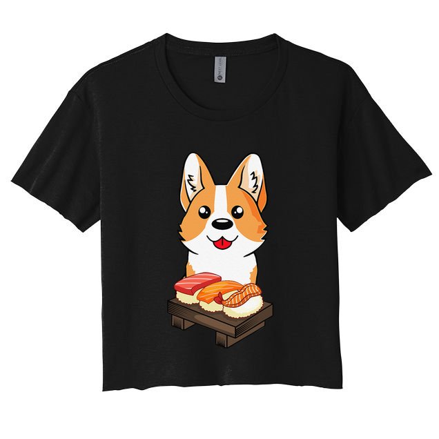 Sushi Life Corgi Dog Lover Kawaii Japanese Anime Gift  Crop Top