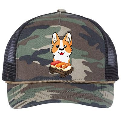 Sushi Life Corgi Dog Lover Kawaii Japanese Anime Gift  Retro Rope Trucker Hat Cap