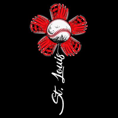 St. Louis Colorful Baseball Flower Souvenir I Love St. Louis T-Shirt