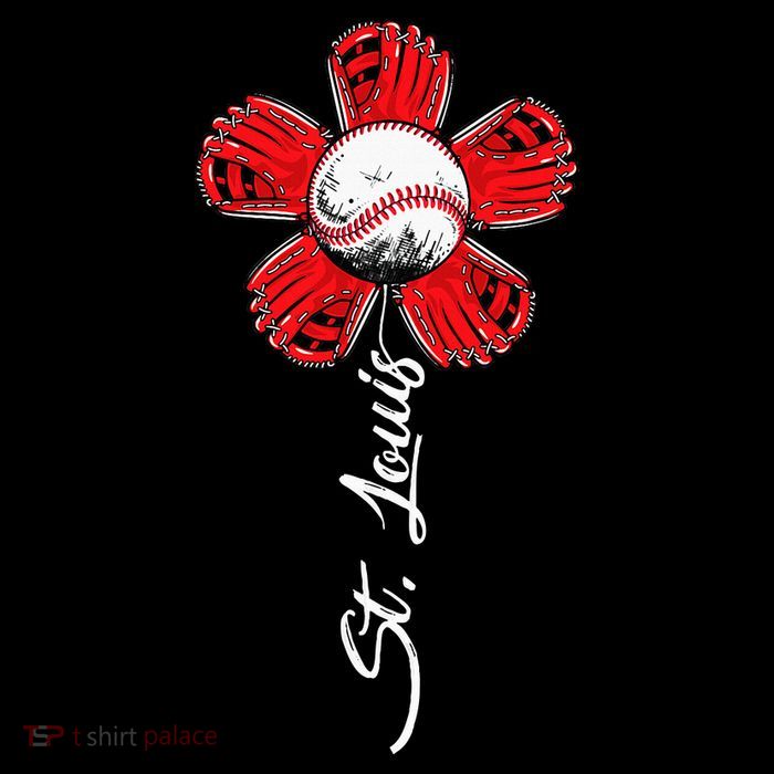St. Louis Colorful Baseball Flower Souvenir I Love St. Louis T-Shirt