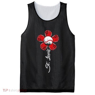 St. Louis Colorful Baseball Flower Souvenir I Love St. Louis Mesh Reversible Basketball Jersey Tank
