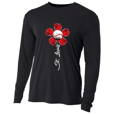 St. Louis Colorful Baseball Flower Souvenir I Love St. Louis Cooling Performance Long Sleeve Crew