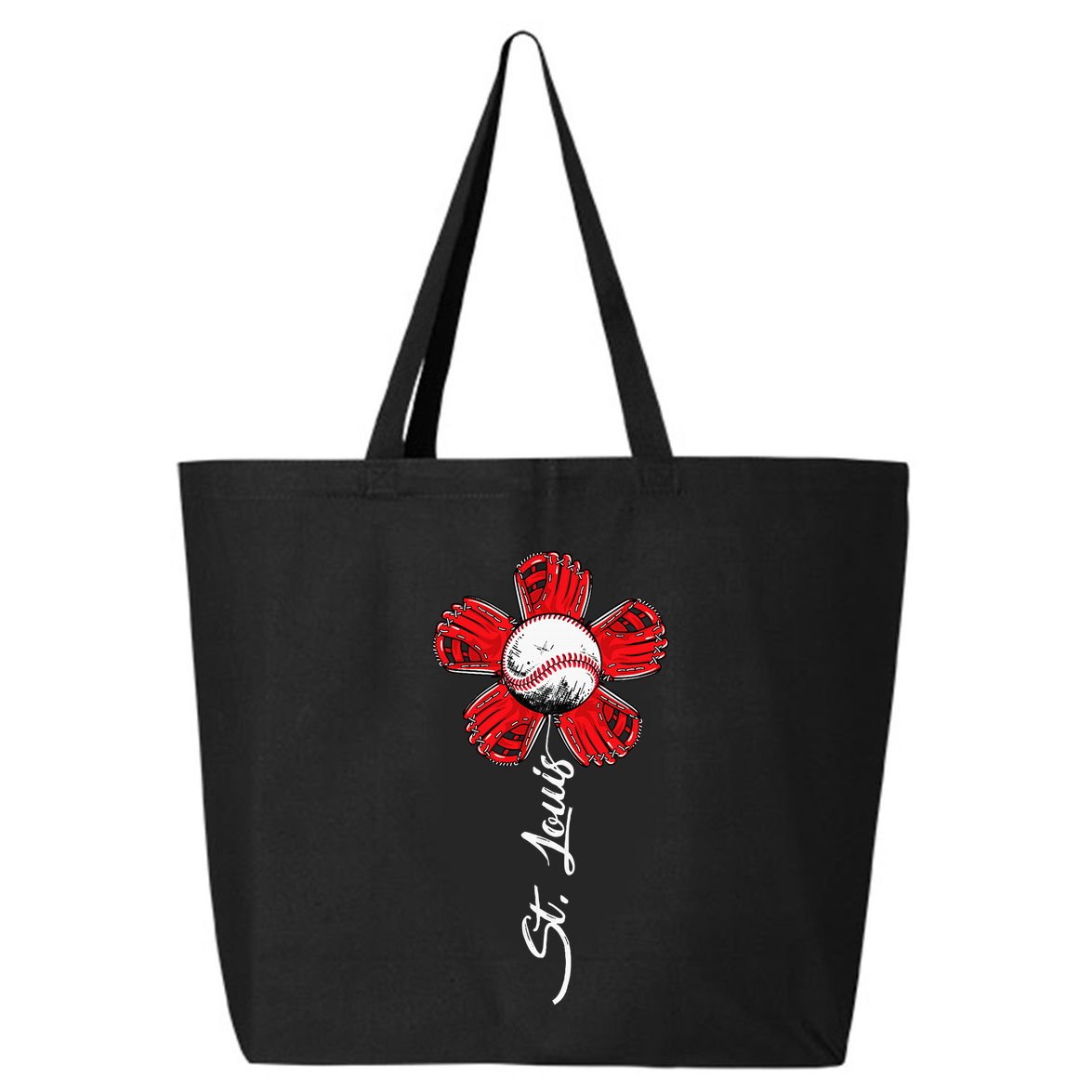 St. Louis Colorful Baseball Flower Souvenir I Love St. Louis 25L Jumbo Tote