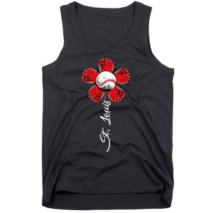 St. Louis Colorful Baseball Flower Souvenir I Love St. Louis Tank Top