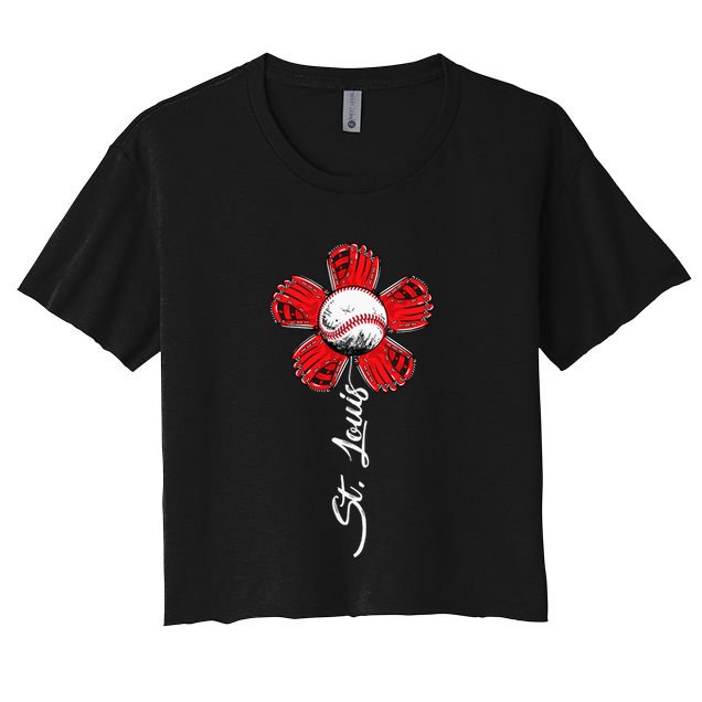 St. Louis Colorful Baseball Flower Souvenir I Love St. Louis Crop Top
