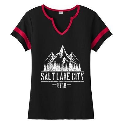 Salt Lake City Utah Mountains Nature Souvenir Ladies Halftime Notch Neck Tee