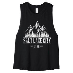 Salt Lake City Utah Mountains Nature Souvenir Women's Racerback Cropped Tank