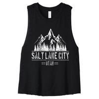 Salt Lake City Utah Mountains Nature Souvenir Women's Racerback Cropped Tank