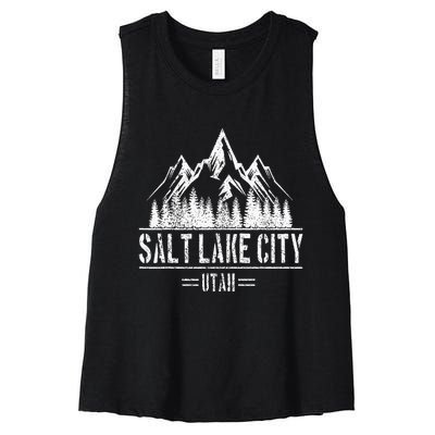 Salt Lake City Utah Mountains Nature Souvenir Women's Racerback Cropped Tank