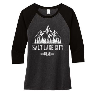 Salt Lake City Utah Mountains Nature Souvenir Women's Tri-Blend 3/4-Sleeve Raglan Shirt