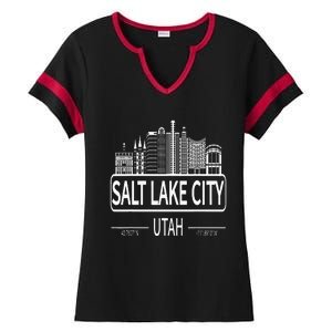 Salt Lake City Utah Skyline Travel To Salt Lake City Ladies Halftime Notch Neck Tee