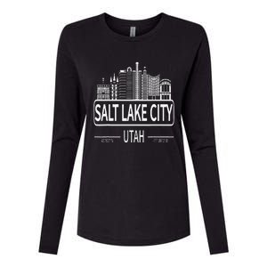 Salt Lake City Utah Skyline Travel To Salt Lake City Womens Cotton Relaxed Long Sleeve T-Shirt