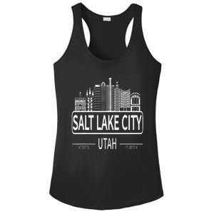 Salt Lake City Utah Skyline Travel To Salt Lake City Ladies PosiCharge Competitor Racerback Tank