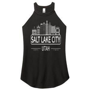 Salt Lake City Utah Skyline Travel To Salt Lake City Women's Perfect Tri Rocker Tank