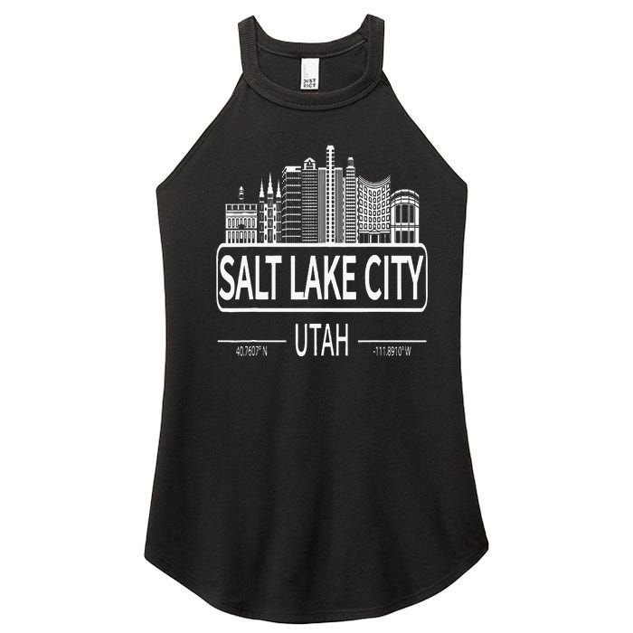 Salt Lake City Utah Skyline Travel To Salt Lake City Women's Perfect Tri Rocker Tank