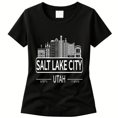 Salt Lake City Utah Skyline Travel To Salt Lake City Womens T-Shirt