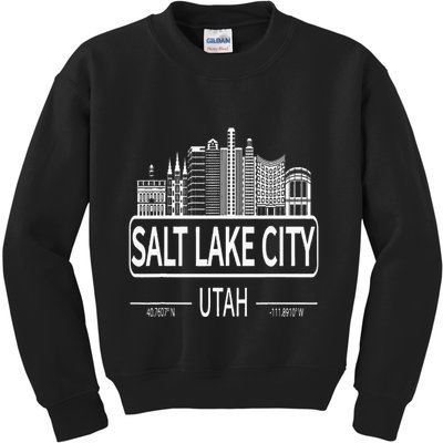 Salt Lake City Utah Skyline Travel To Salt Lake City Kids Sweatshirt