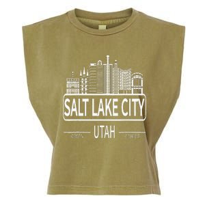 Salt Lake City Utah Skyline Travel To Salt Lake City Garment-Dyed Women's Muscle Tee