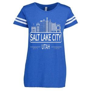 Salt Lake City Utah Skyline Travel To Salt Lake City Enza Ladies Jersey Football T-Shirt