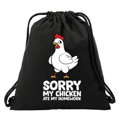 School Love Chickens Sorry My Chicken Ate My Homework Drawstring Bag