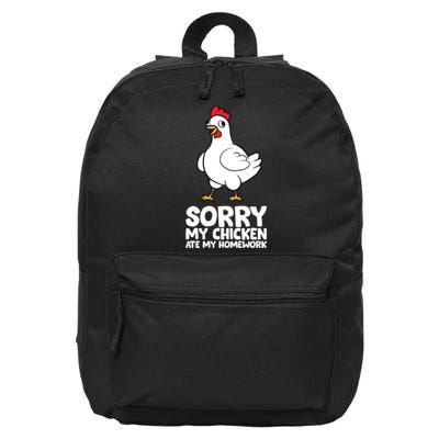 School Love Chickens Sorry My Chicken Ate My Homework 16 in Basic Backpack